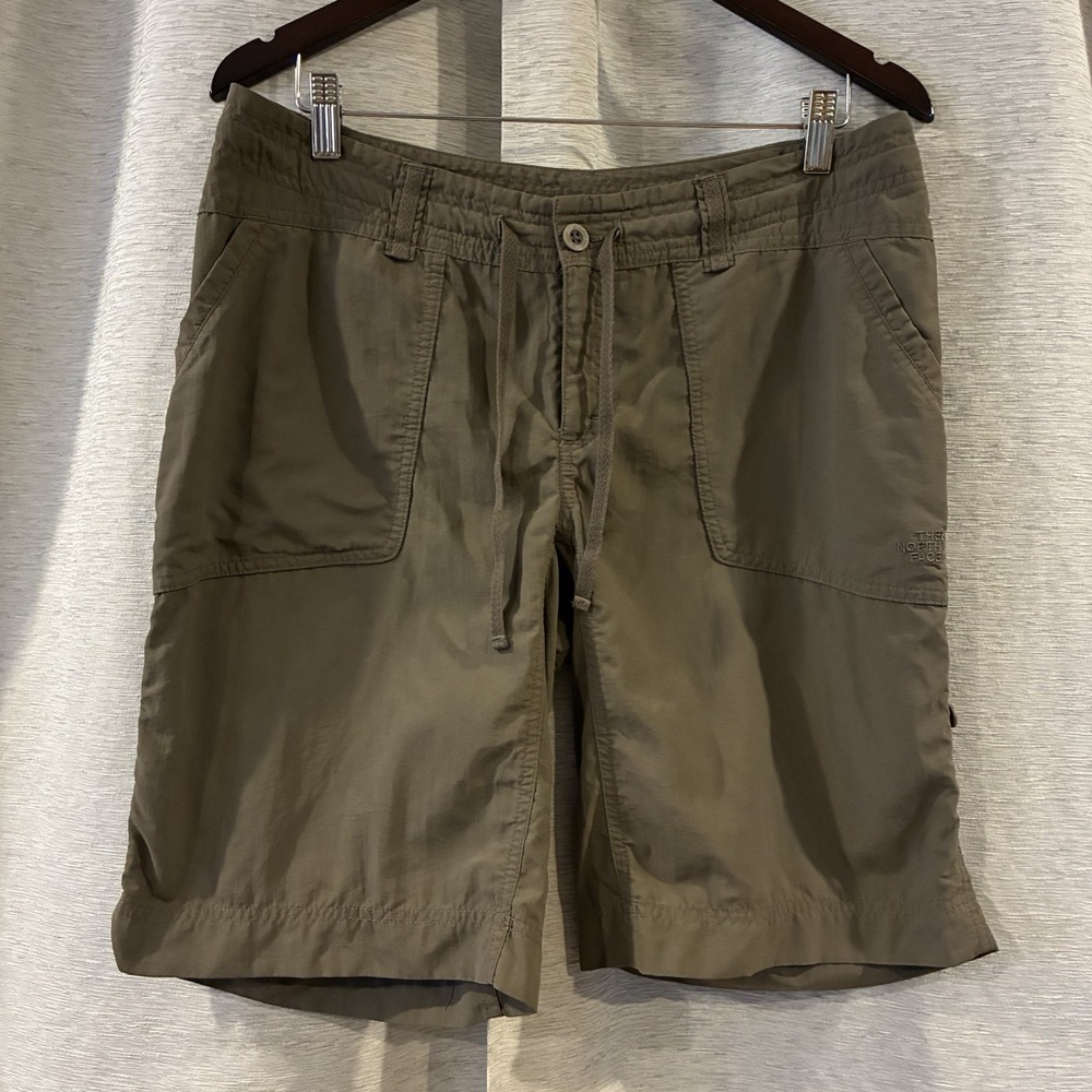 North Face Shorts Womens Size 12 Q Roll Up Outdoor Hiking Green